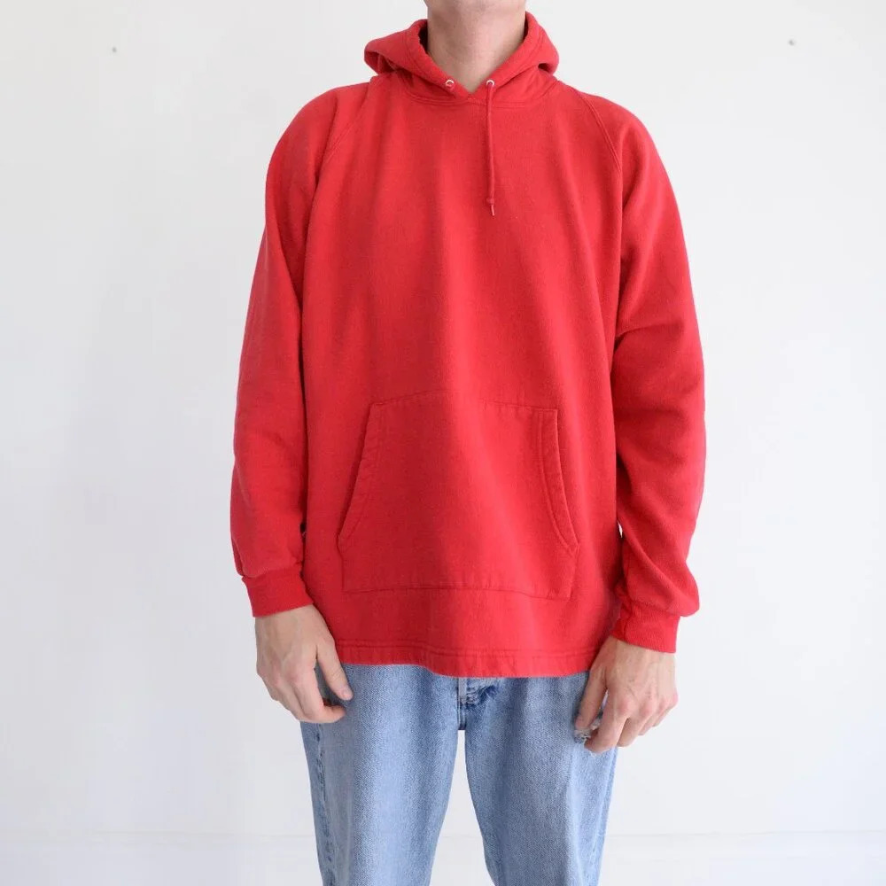 Vintage 90S Lee Authentic Apparel Red Cotton Blend Blank Pull Over Sweatshirt XL